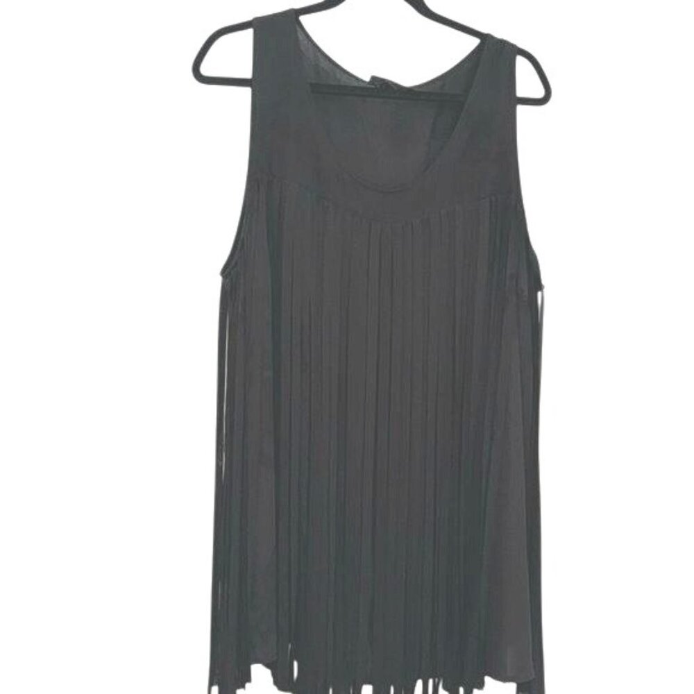 Lane Bryant Black Fringe Tank Top Polyester Womens Size 22